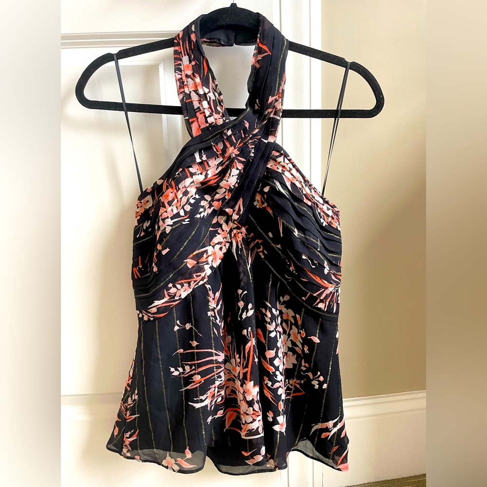 Joie halter black floral top!
